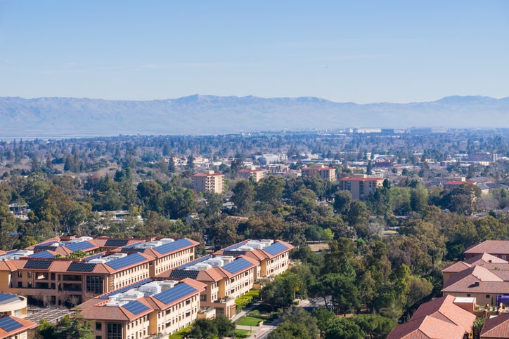 View towards Palo Alto, Stanford and the towns of south San Francisco bay